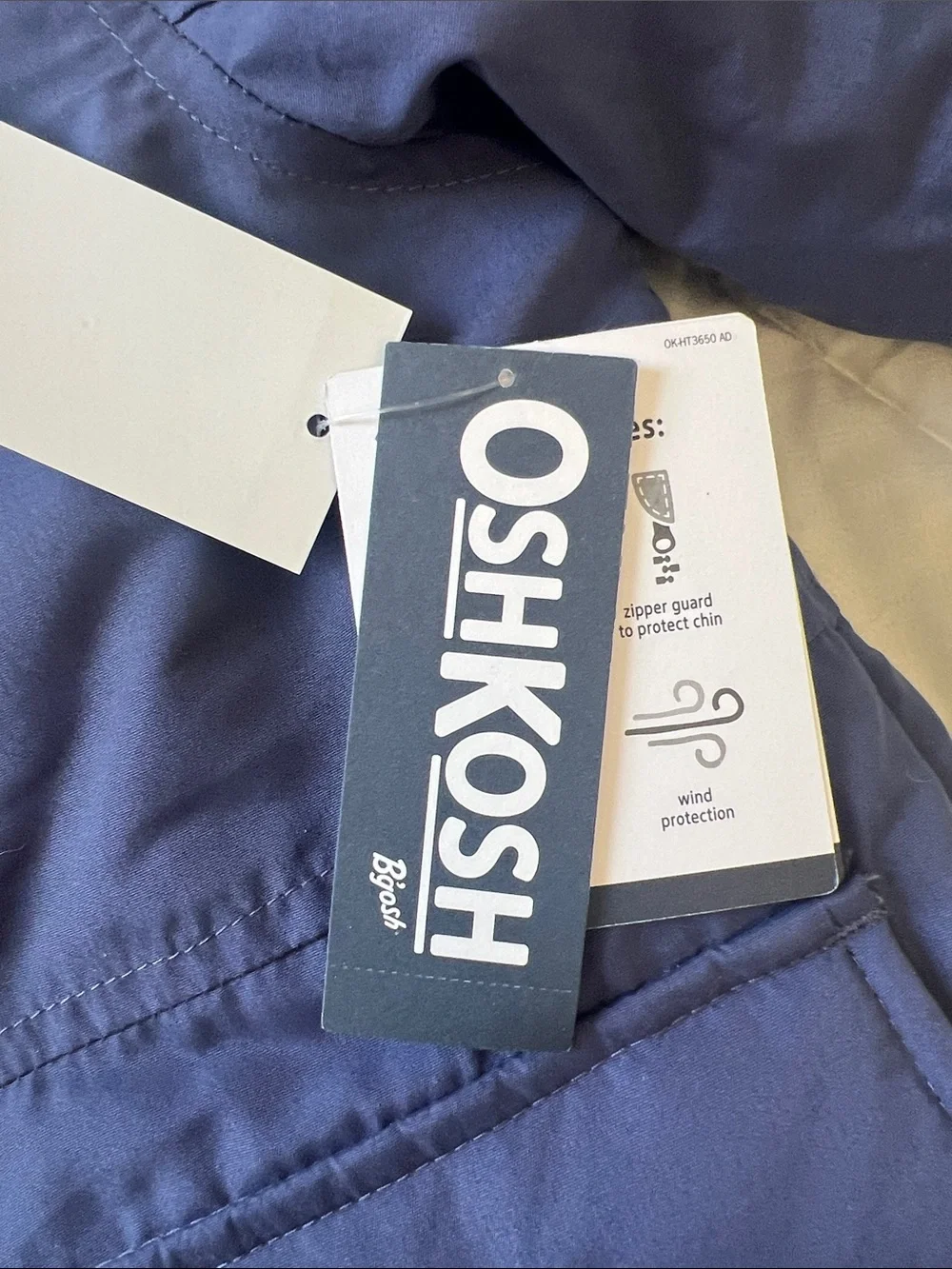 OshKosh B'gosh Blue Hooded Puffer Jacket with Sherpa Lining 4T